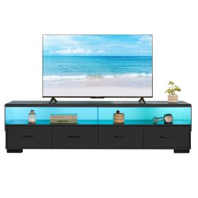 4-Drawer TV Stand for TV's up to 80" Flat Screen Cabinet Door Living Room Storage Entertainment Center, Black 4-Drawer TV Stand for TV's up to 80" Flat Screen Cabinet Door Living Room Storage Entertainment Center, Black